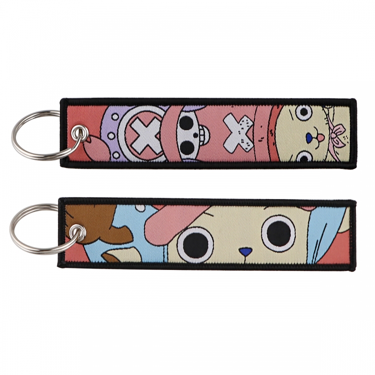 One Piece  Double sided color woven label keychain with thickened hanging rope 13x3cm 10G price for 5 pcs