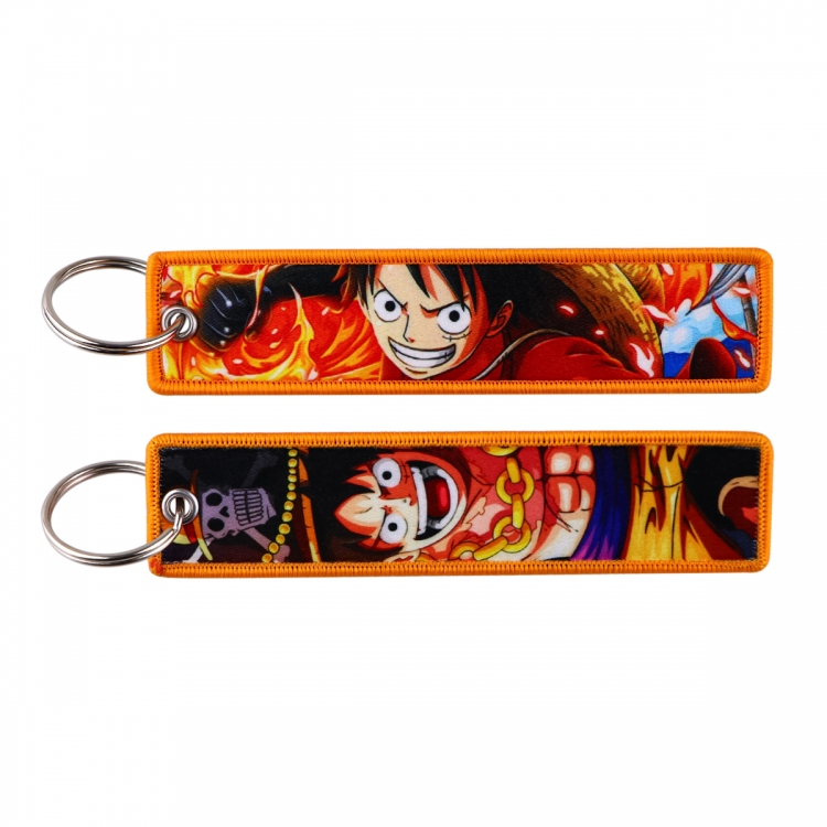 One Piece  Double sided color woven label keychain with thickened hanging rope 13x3cm 10G price for 5 pcs