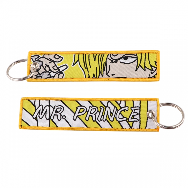 One Piece  Double sided color woven label keychain with thickened hanging rope 13x3cm 10G price for 5 pcs