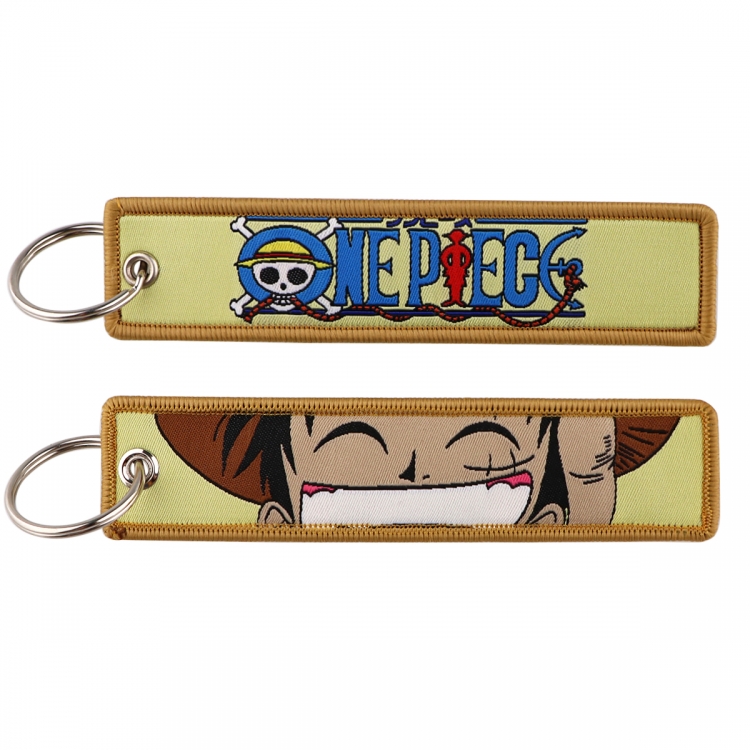 One Piece  Double sided color woven label keychain with thickened hanging rope 13x3cm 10G price for 5 pcs