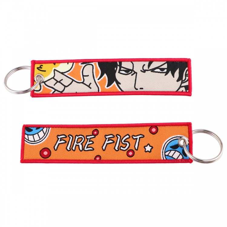 One Piece  Double sided color woven label keychain with thickened hanging rope 13x3cm 10G price for 5 pcs
