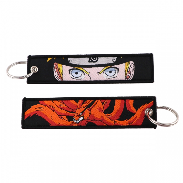 Naruto Double sided color woven label keychain with thickened hanging rope 13x3cm 10G price for 5 pcs