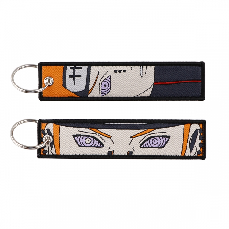 Naruto Double sided color woven label keychain with thickened hanging rope 13x3cm 10G price for 5 pcs