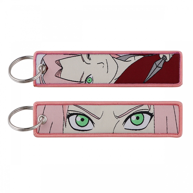 Naruto Double sided color woven label keychain with thickened hanging rope 13x3cm 10G price for 5 pcs