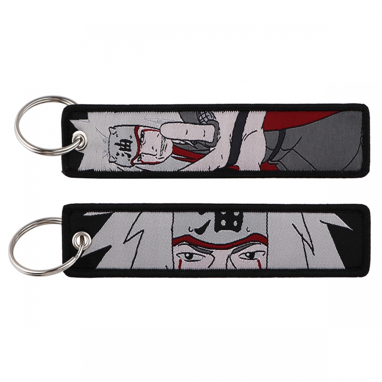 Naruto Double sided color woven label keychain with thickened hanging rope 13x3cm 10G price for 5 pcs