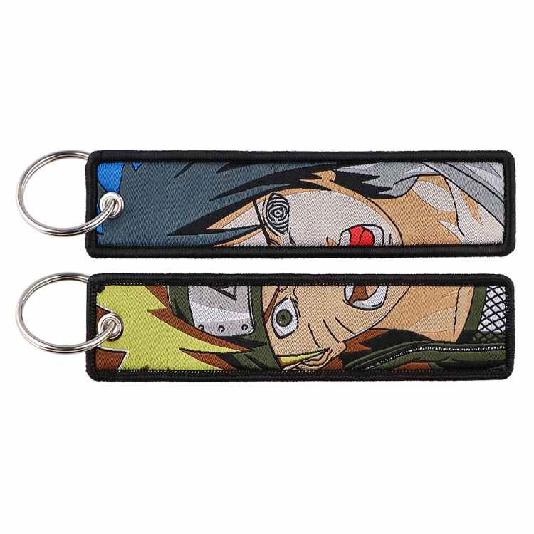 Naruto Double sided color woven label keychain with thickened hanging rope 13x3cm 10G price for 5 pcs