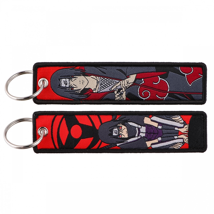 Naruto Double sided color woven label keychain with thickened hanging rope 13x3cm 10G price for 5 pcs