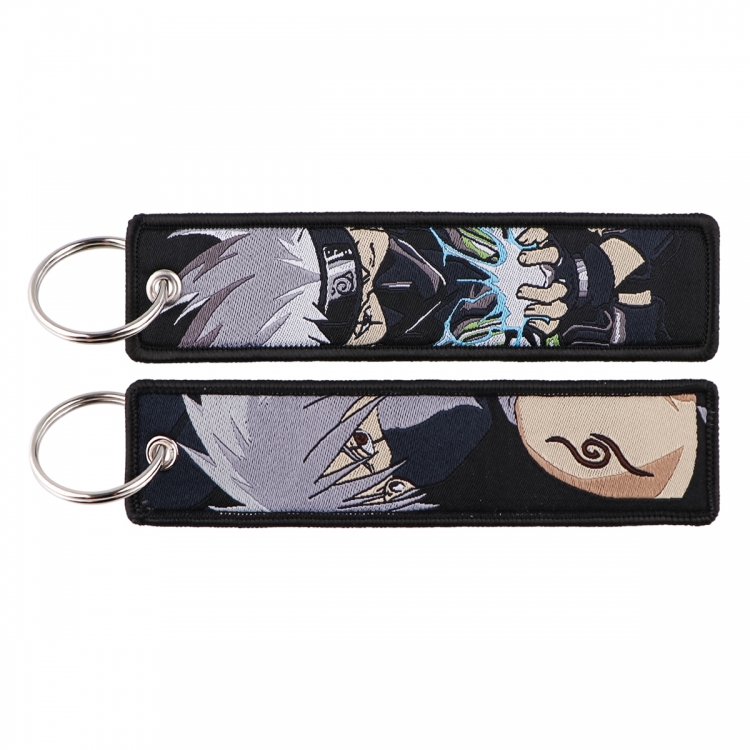 Naruto Double sided color woven label keychain with thickened hanging rope 13x3cm 10G price for 5 pcs