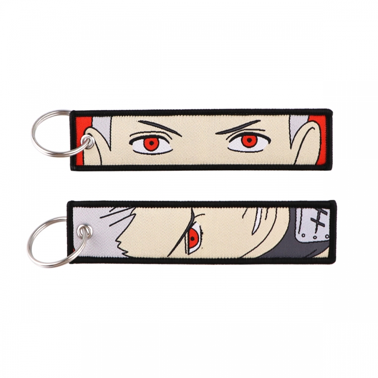 Naruto Double sided color woven label keychain with thickened hanging rope 13x3cm 10G price for 5 pcs