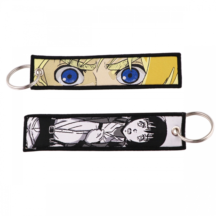 Shingeki no Kyojin Double sided color woven label keychain with thickened hanging rope 13x3cm 10G price for 5 pcs