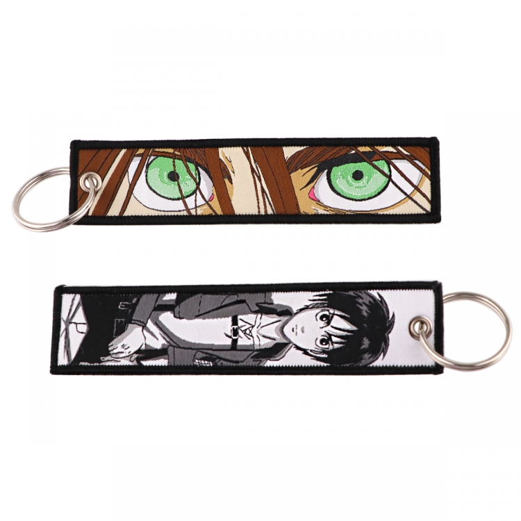 Shingeki no Kyojin Double sided color woven label keychain with thickened hanging rope 13x3cm 10G price for 5 pcs