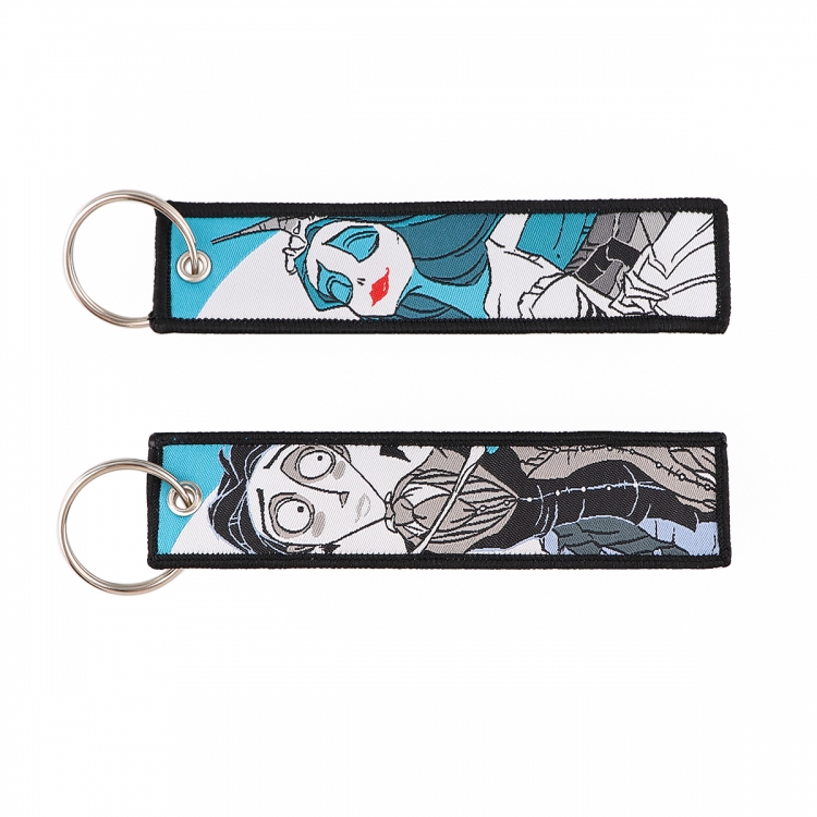 Skeleton Jack Double sided color woven label keychain with thickened hanging rope 13x3cm 10G price for 5 pcs