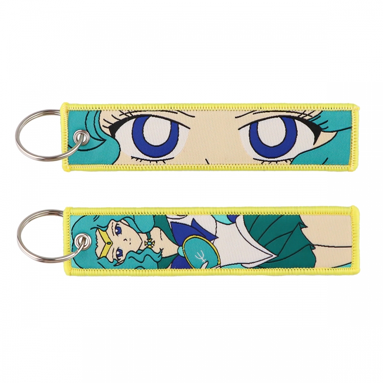 sailormoon Double sided color woven label keychain with thickened hanging rope 13x3cm 10G price for 5 pcs