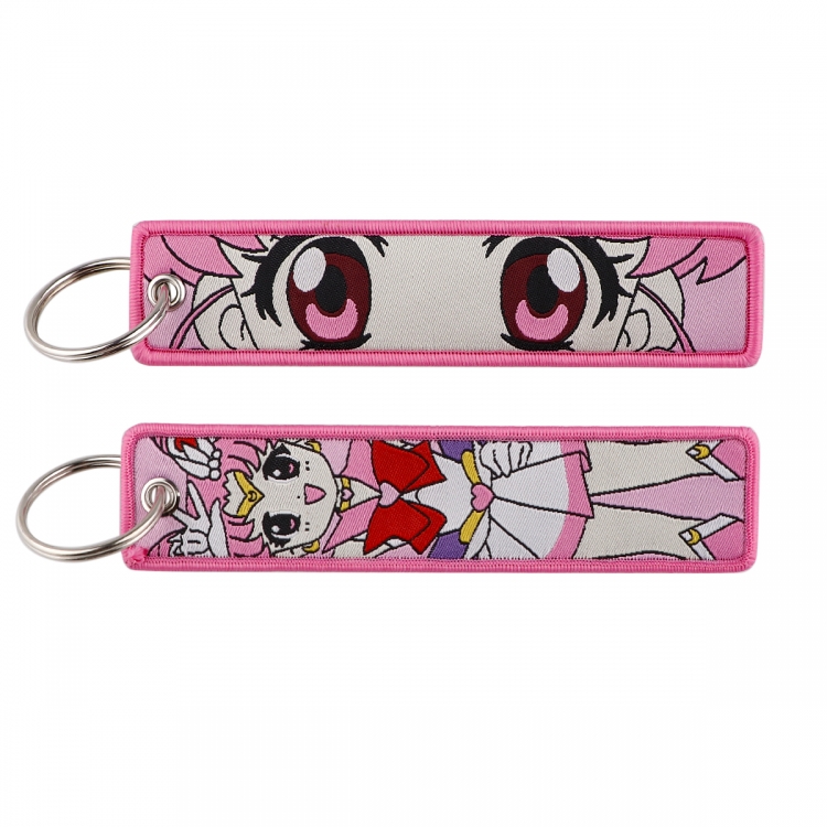sailormoon Double sided color woven label keychain with thickened hanging rope 13x3cm 10G price for 5 pcs