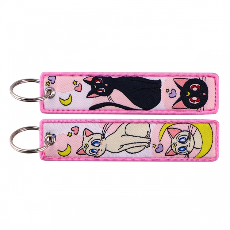 sailormoon Double sided color woven label keychain with thickened hanging rope 13x3cm 10G price for 5 pcs