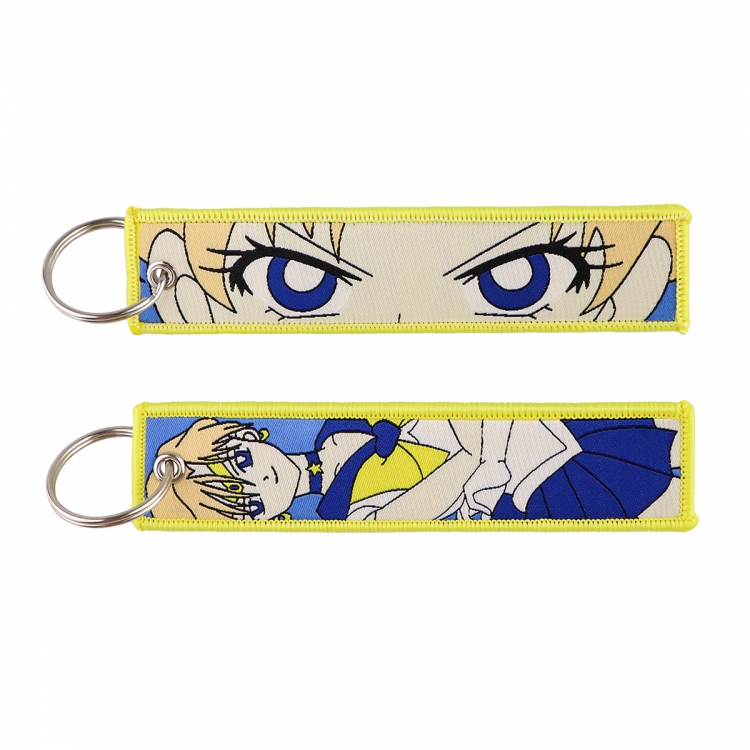 sailormoon Double sided color woven label keychain with thickened hanging rope 13x3cm 10G price for 5 pcs