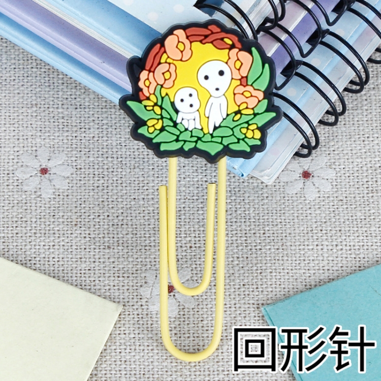 TOTORO U-shaped PVC soft rubber bookmark metal clip stationery colored paper clip price for 20 pcs