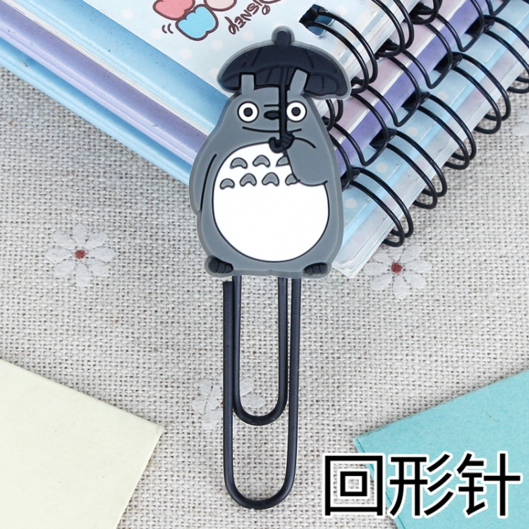 TOTORO U-shaped PVC soft rubber bookmark metal clip stationery colored paper clip price for 20 pcs