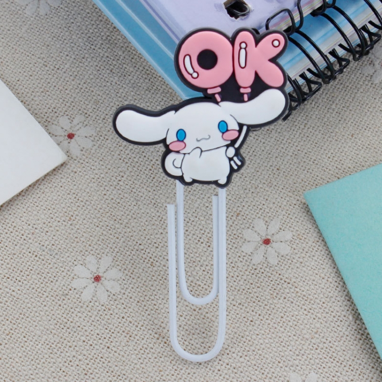 Cinnamoroll  U-shaped PVC soft rubber bookmark metal clip stationery colored paper clip price for 20 pcs