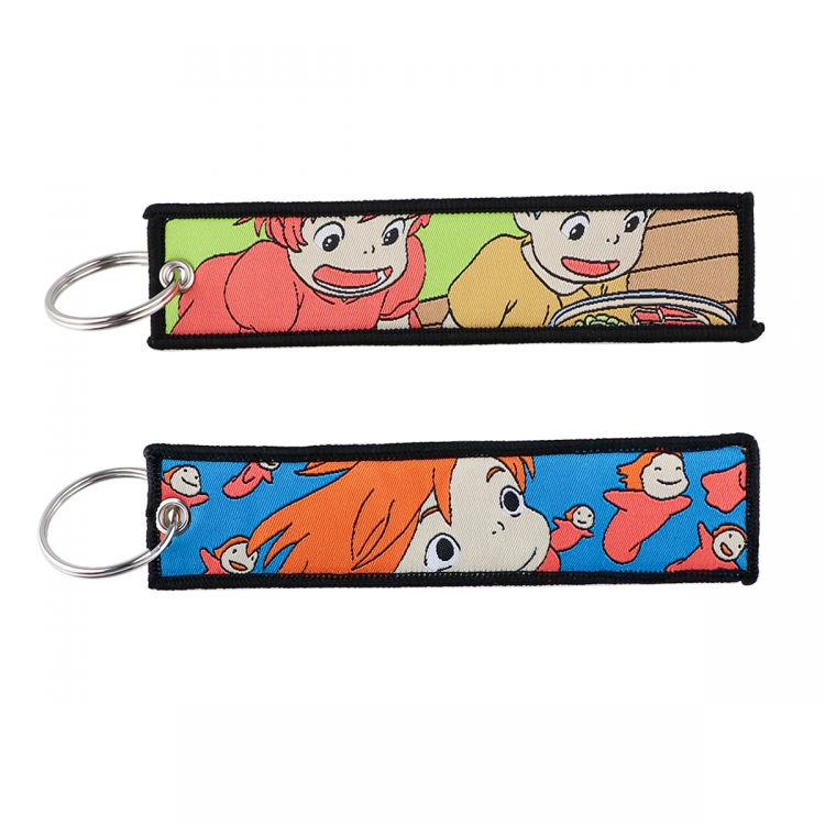 Spirited Away Double sided color woven label keychain with thickened hanging rope 13x3cm 10G price for 5 pcs