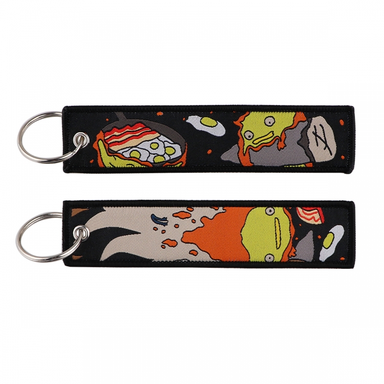 Spirited Away Double sided color woven label keychain with thickened hanging rope 13x3cm 10G price for 5 pcs