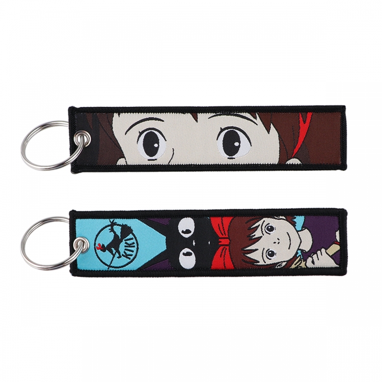 Spirited Away Double sided color woven label keychain with thickened hanging rope 13x3cm 10G price for 5 pcs