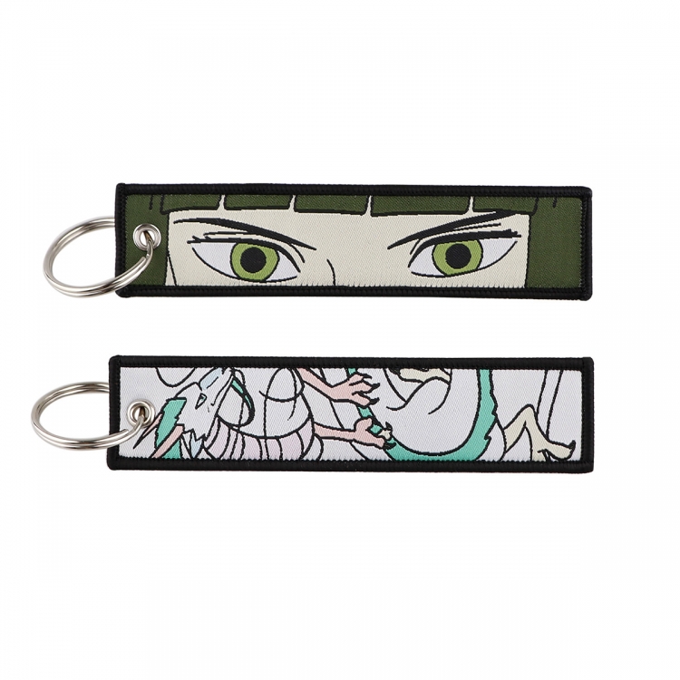 Spirited Away Double sided color woven label keychain with thickened hanging rope 13x3cm 10G price for 5 pcs