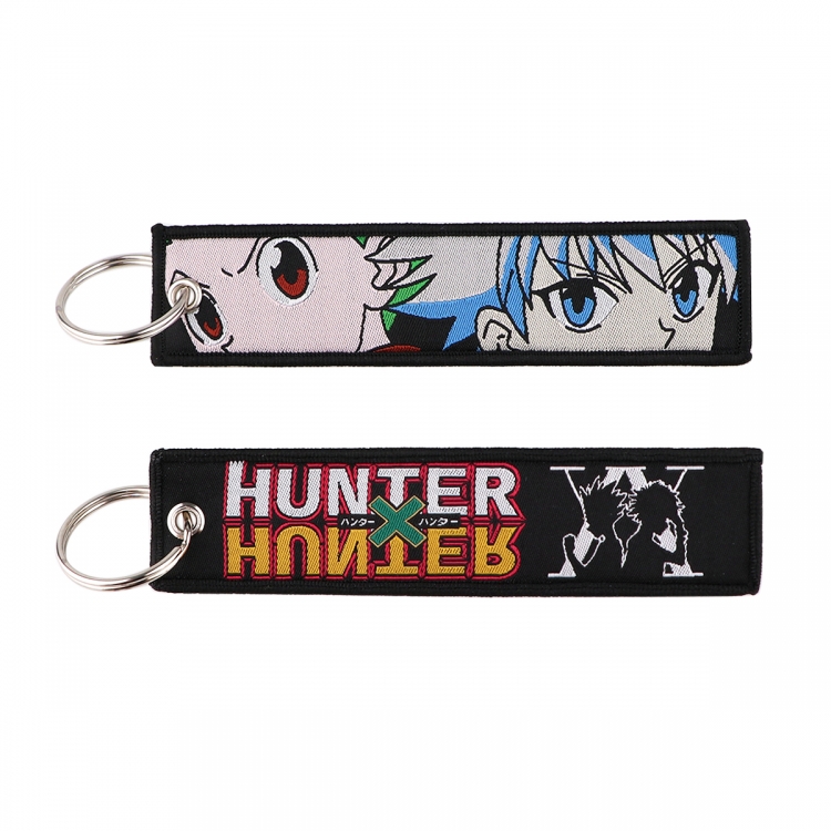 HunterXHunter Double sided color woven label keychain with thickened hanging rope 13x3cm 10G price for 5 pcs