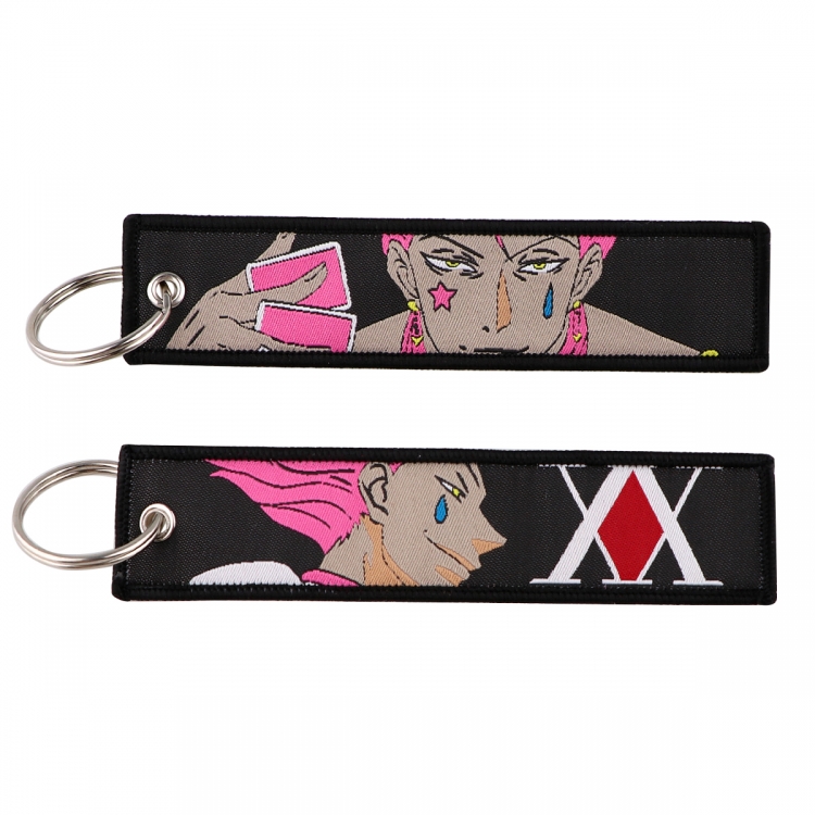 HunterXHunter Double sided color woven label keychain with thickened hanging rope 13x3cm 10G price for 5 pcs