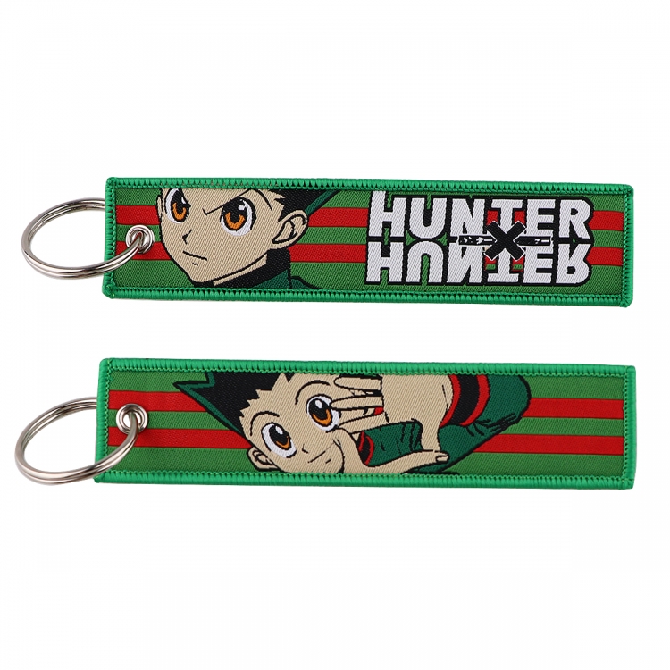 HunterXHunter Double sided color woven label keychain with thickened hanging rope 13x3cm 10G price for 5 pcs