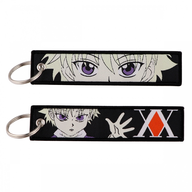 HunterXHunter Double sided color woven label keychain with thickened hanging rope 13x3cm 10G price for 5 pcs