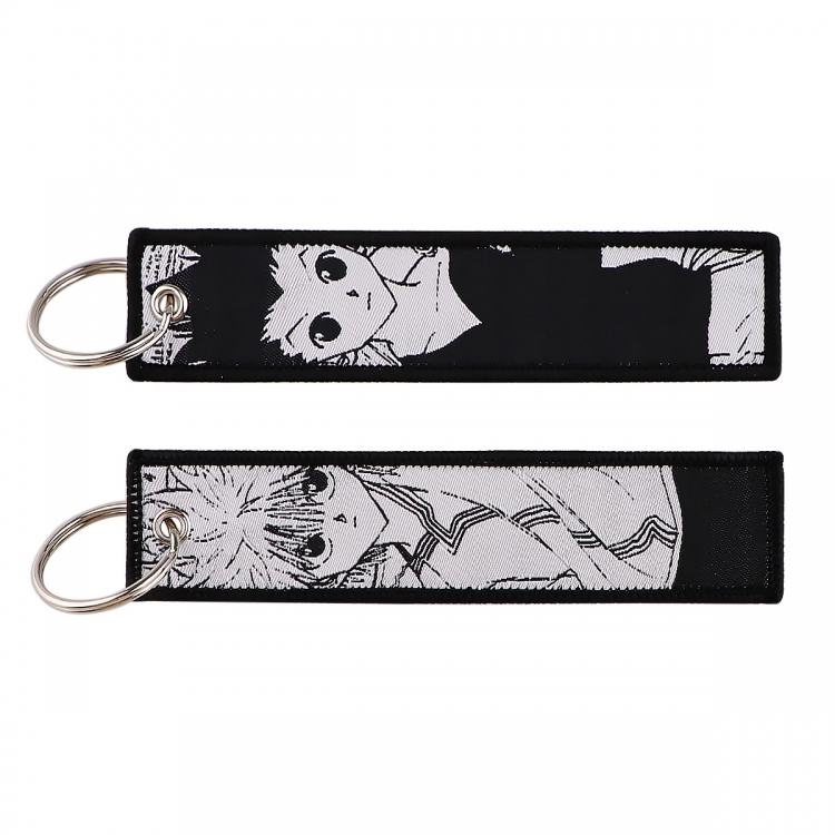 HunterXHunter Double sided color woven label keychain with thickened hanging rope 13x3cm 10G price for 5 pcs