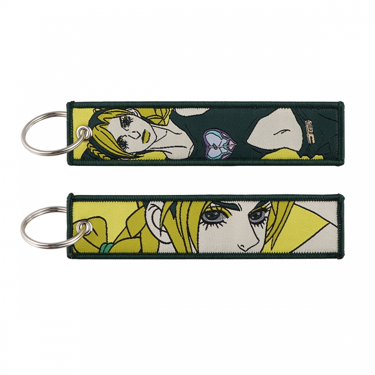 JoJos Bizarre Adventure Double sided color woven label keychain with thickened hanging rope 13x3cm 10G price for 5 pcs