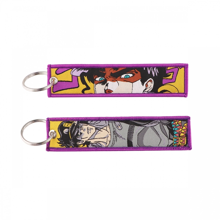 JoJos Bizarre Adventure Double sided color woven label keychain with thickened hanging rope 13x3cm 10G price for 5 pcs