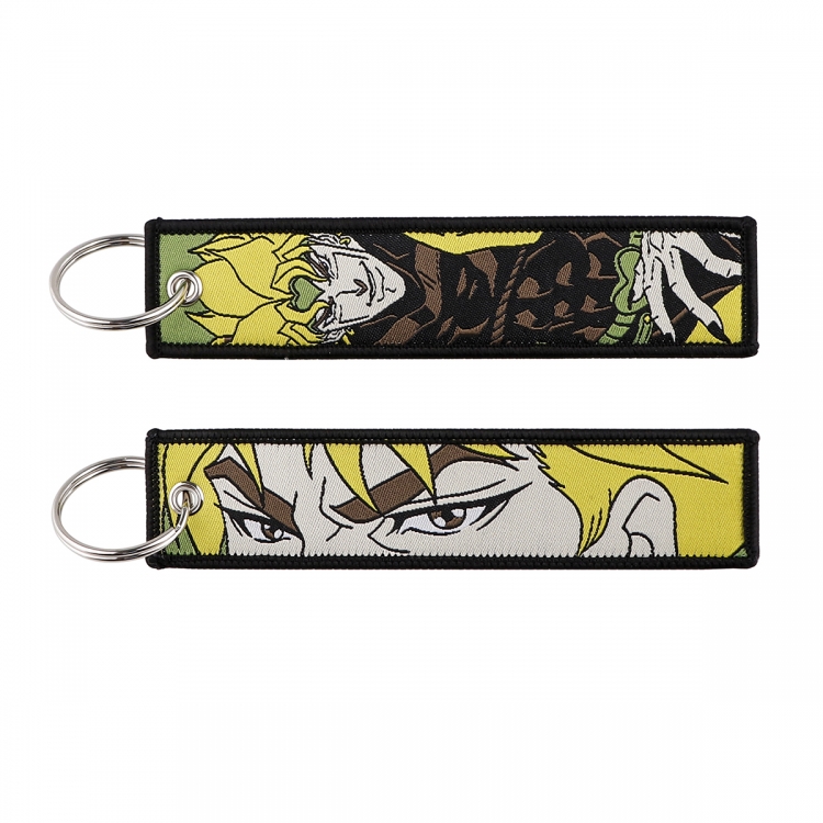 JoJos Bizarre Adventure Double sided color woven label keychain with thickened hanging rope 13x3cm 10G price for 5 pcs