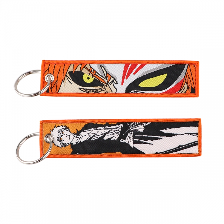 Bleach Double sided color woven label keychain with thickened hanging rope 13x3cm 10G price for 5 pcs
