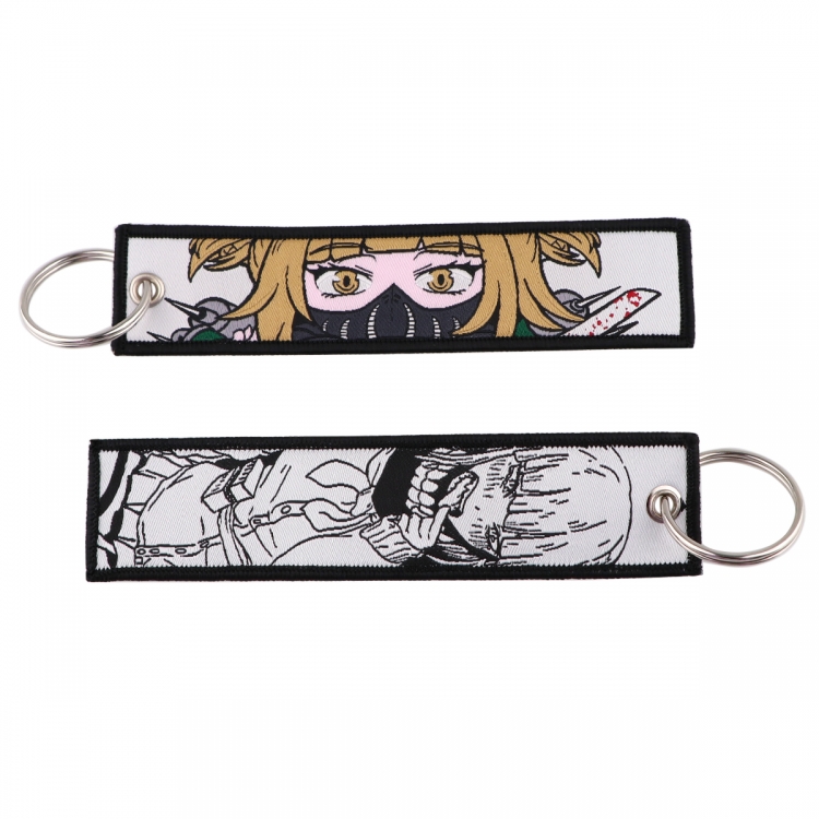 My Hero Academia Double sided color woven label keychain with thickened hanging rope 13x3cm 10G price for 5 pcs