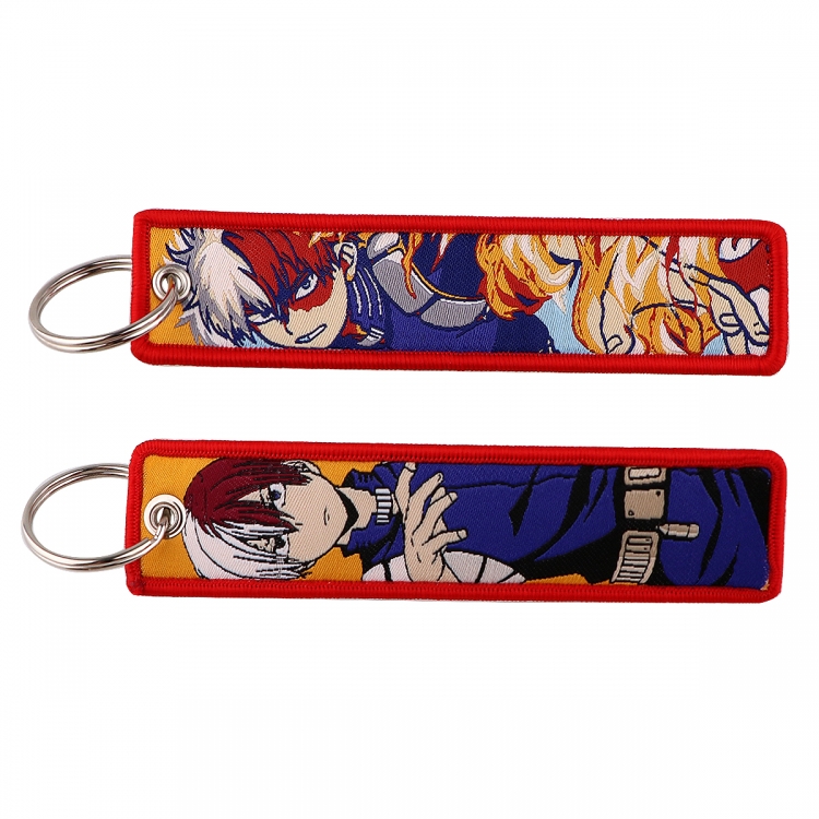 My Hero Academia Double sided color woven label keychain with thickened hanging rope 13x3cm 10G price for 5 pcs