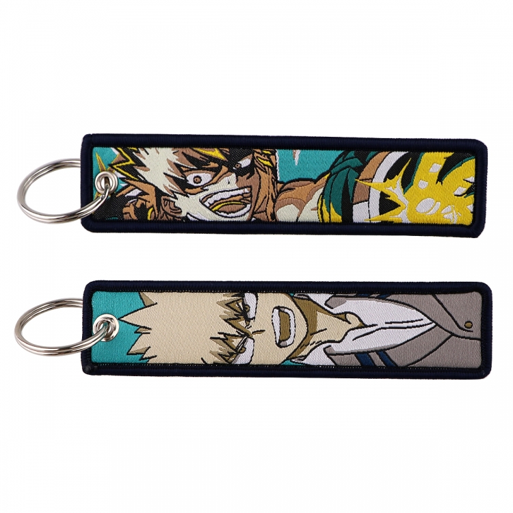 My Hero Academia Double sided color woven label keychain with thickened hanging rope 13x3cm 10G price for 5 pcs
