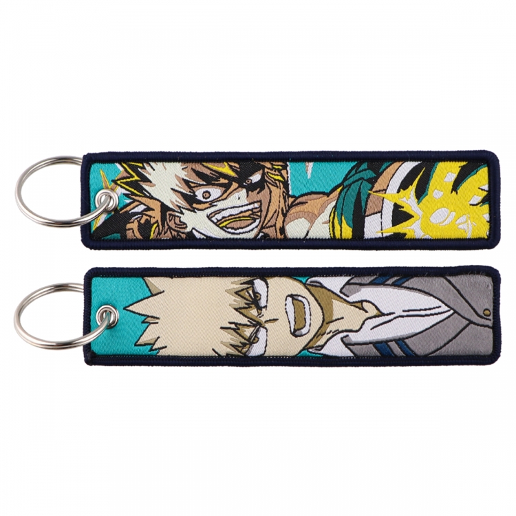 My Hero Academia Double sided color woven label keychain with thickened hanging rope 13x3cm 10G price for 5 pcs