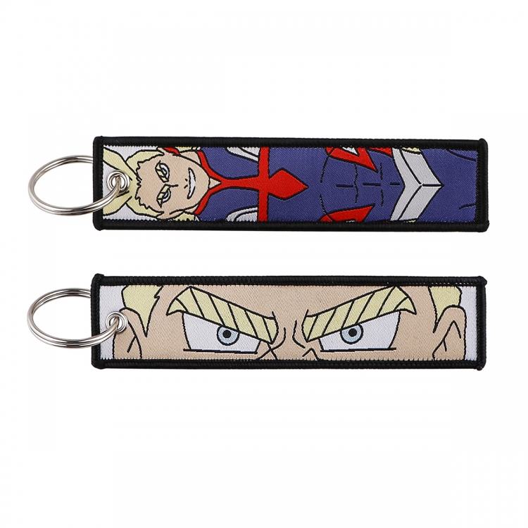 My Hero Academia Double sided color woven label keychain with thickened hanging rope 13x3cm 10G price for 5 pcs