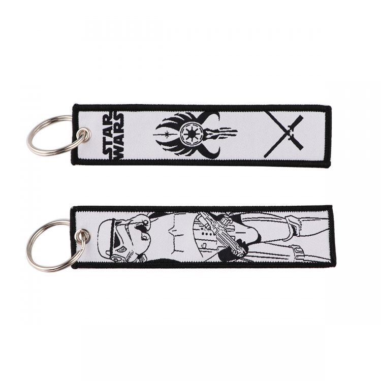 Star Wars Double sided color woven label keychain with thickened hanging rope 13x3cm 10G price for 5 pcs