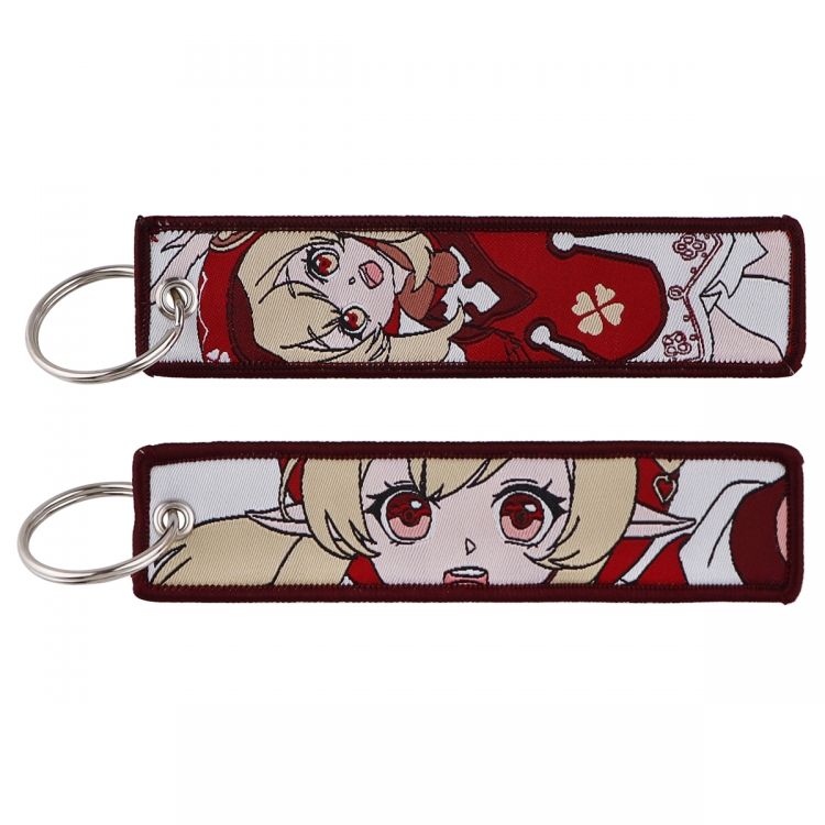 Genshin Impact Double sided color woven label keychain with thickened hanging rope 13x3cm 10G price for 5 pcs