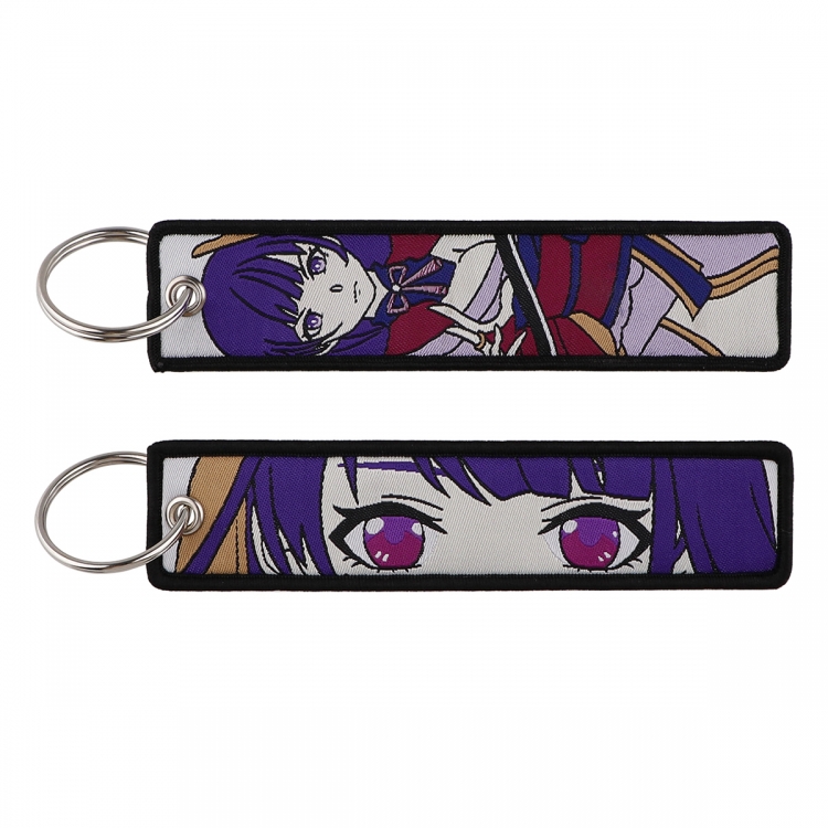 Genshin Impact Double sided color woven label keychain with thickened hanging rope 13x3cm 10G price for 5 pcs