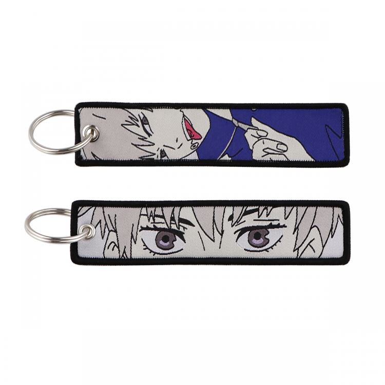 Jujutsu Kaisen Double sided color woven label keychain with thickened hanging rope 13x3cm 10G price for 5 pcs