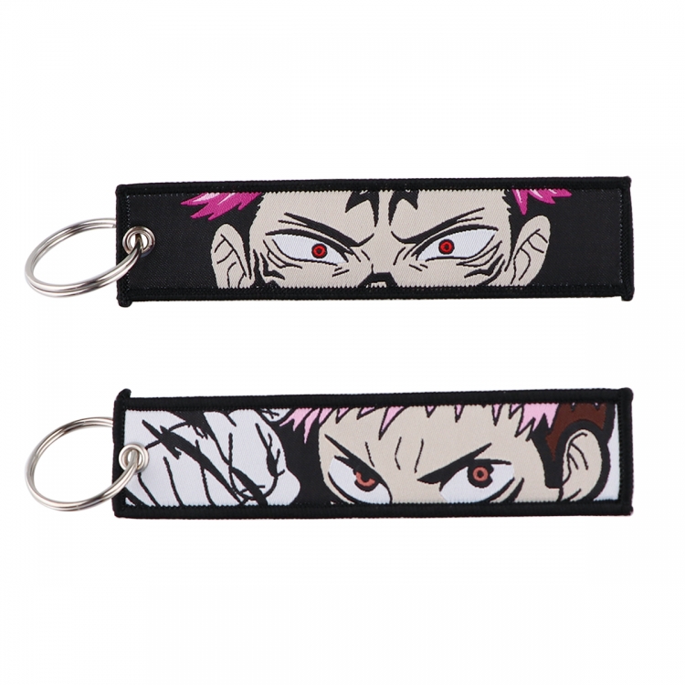 Jujutsu Kaisen Double sided color woven label keychain with thickened hanging rope 13x3cm 10G price for 5 pcs