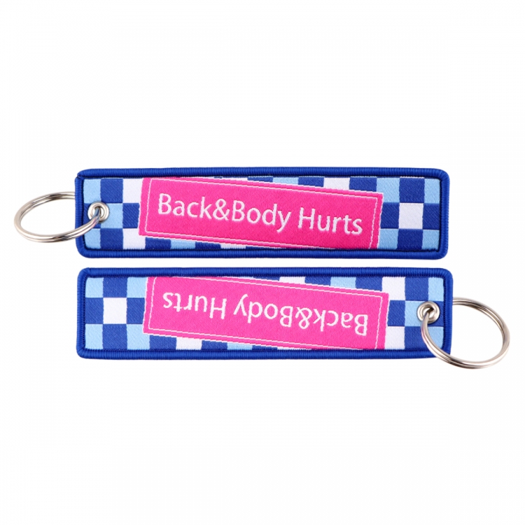 letter Double sided color woven label keychain with thickened hanging rope 13x3cm 10G price for 5 pcs