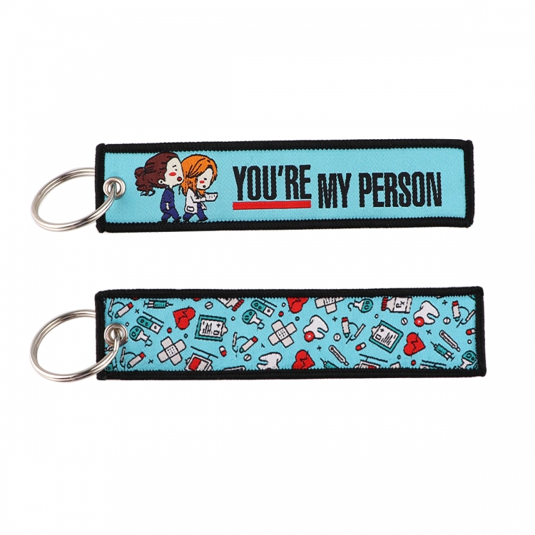 Doctor's Pills Double sided color woven label keychain with thickened hanging rope 13x3cm 10G price for 5 pcs