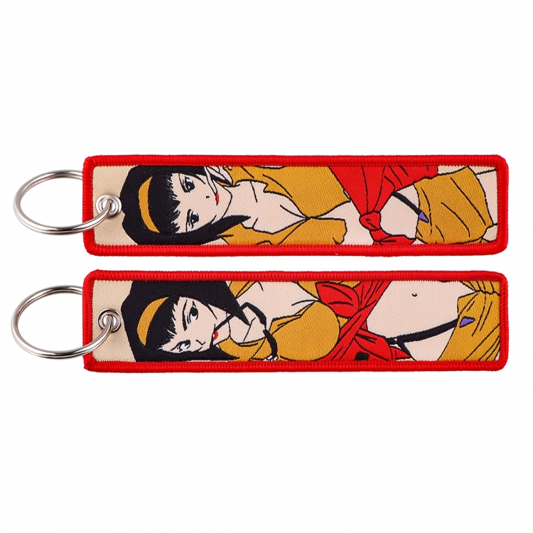 cowboy bebop Double sided color woven label keychain with thickened hanging rope 13x3cm 10G price for 5 pcs