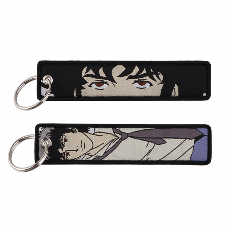 cowboy bebop Double sided color woven label keychain with thickened hanging rope 13x3cm 10G price for 5 pcs